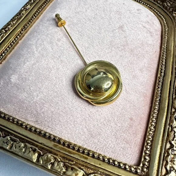 Vintage Signed Monet Gold-Tone Signed Stick Pin Brooch W/ Swirl Design 80s Retro - Picture 6 of 8